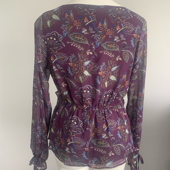 Q + A Los Angeles Purple Print Blouse Size M - Picture 6 of 9